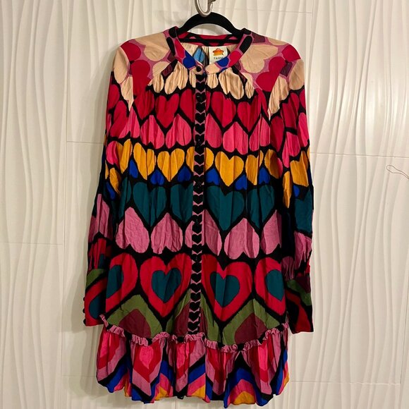 FARM RIO Full Of Hearts Mini Dress Sz S - Picture 3 of 6